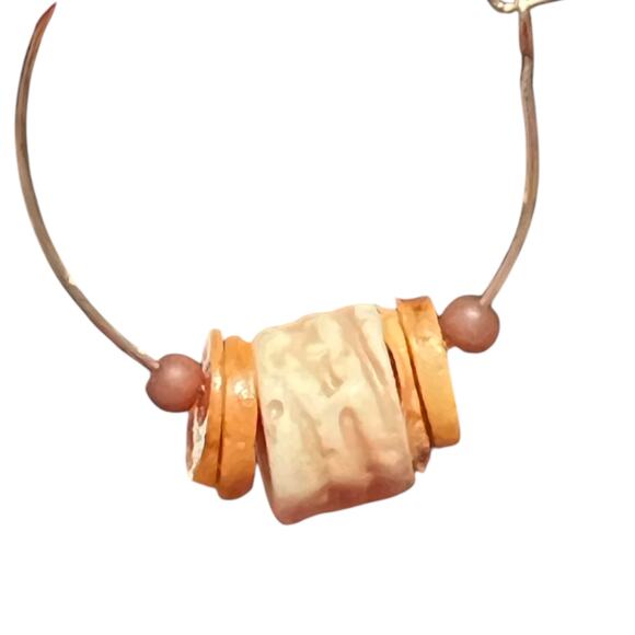 Boho Hoop Earrings with Earth-Tone Beads – Handmade Look, Lightweight - Picture 4 of 4